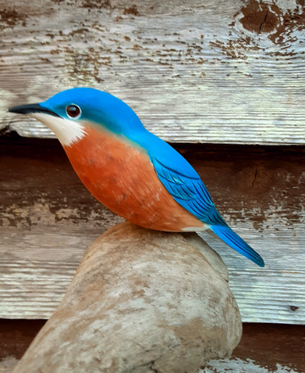Blue Bird On Wood Carved By Philip E Brown - North Carolina Folk Artist