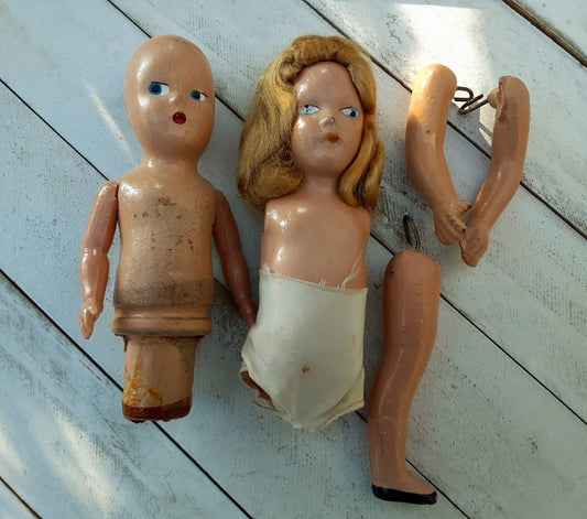 Antique Mixed Doll Body Parts - Assemblage Art Supply