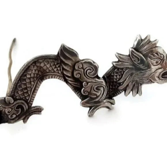 Art Deco Era Sterling Silver Chinese Dragon Brooch